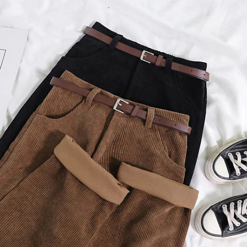Women's Corduroy Trousers - High Waist, Relaxed Fit