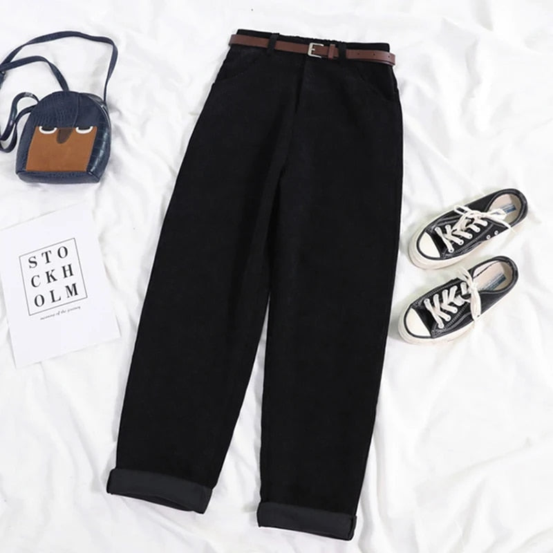 Women's Corduroy Trousers - High Waist, Relaxed Fit