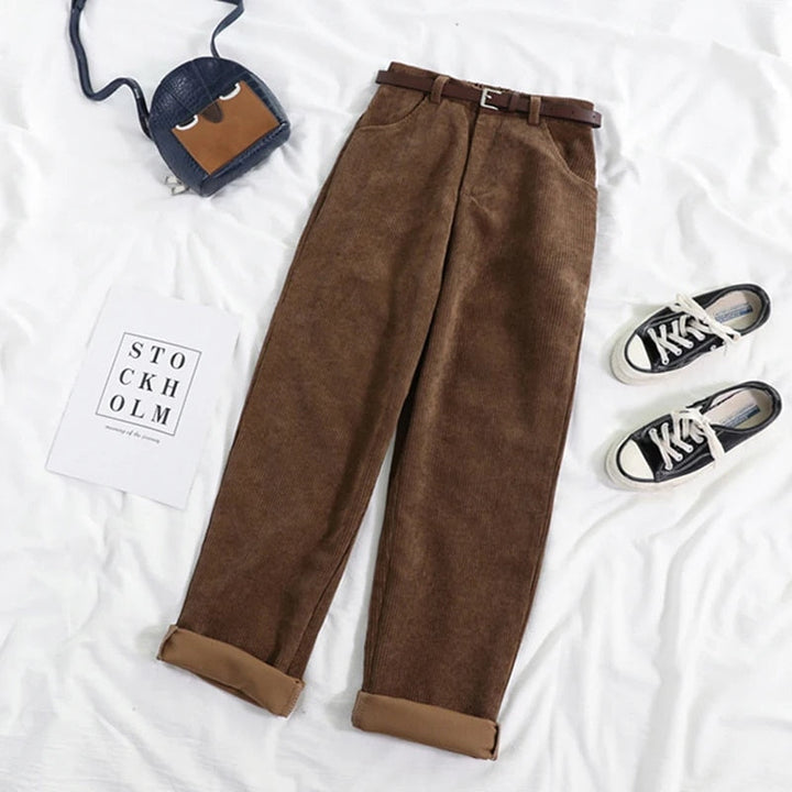 Women's Corduroy Trousers - High Waist, Relaxed Fit