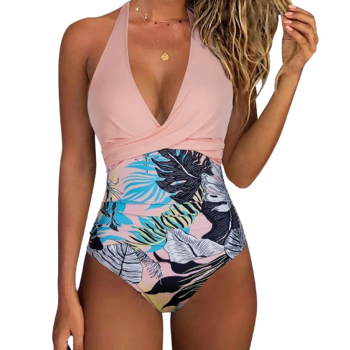 Supportive women's one-piece swimsuit, tummy control, push-up & elegant V-neck for sophisticated swimwear.
