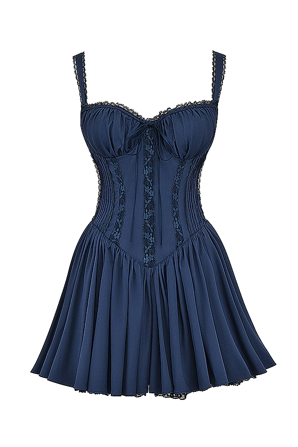 Versatile women's mini dress: corset flare A-line with sweetheart neck, ideal for formal & parties.