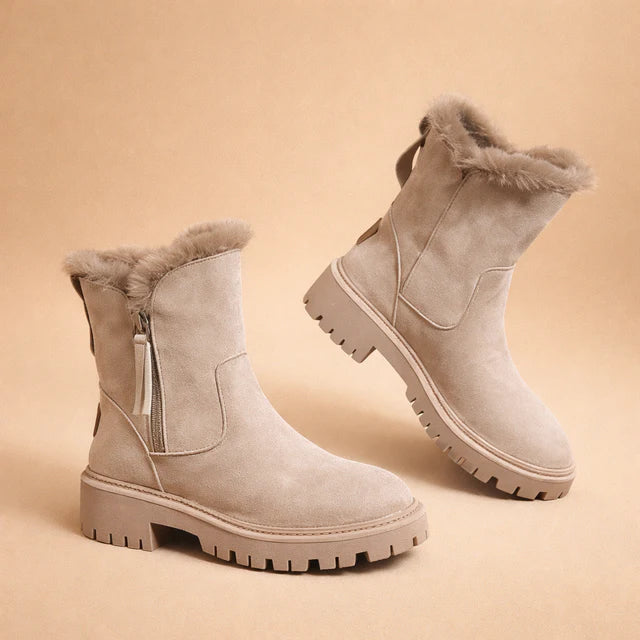 Women's cozy ankle boots in brown, offering all-day winter warmth and stylish fashion footwear.