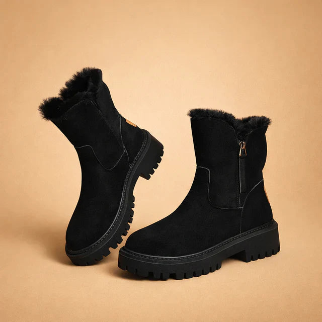 Close-up of women's thermal anti-slip ankle boots, showcasing comfortable and stylish winter footwear.