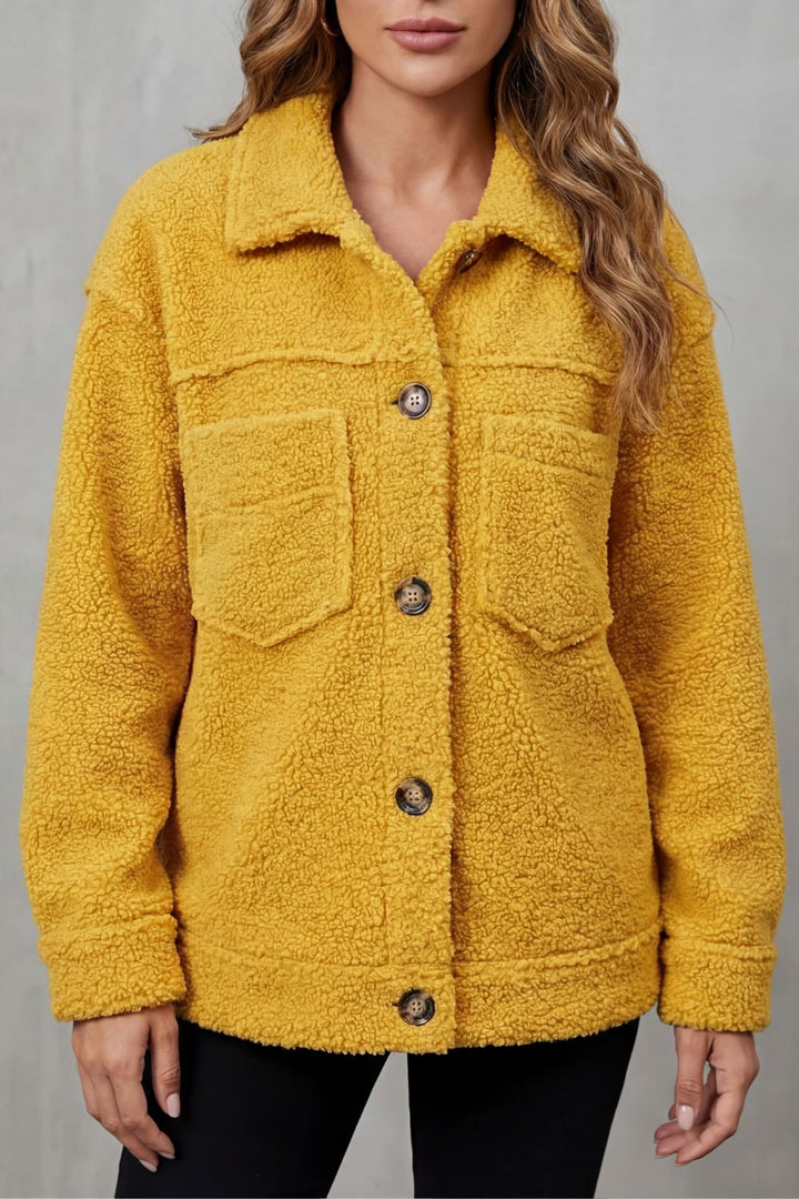 Black women's cozy button-up jacket, essential casual outerwear for everyday style & warmth.