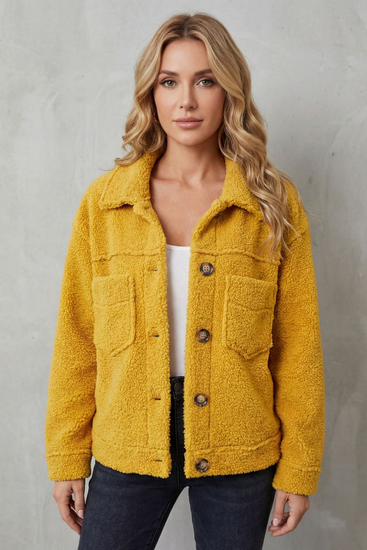 Women's cozy button-up jacket, a versatile layering piece for everyday style & transitional weather.
