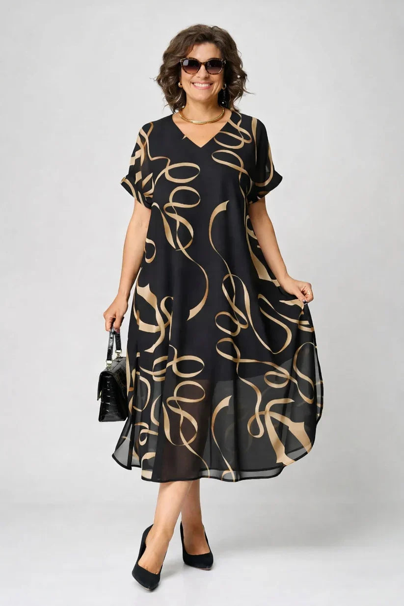 Women's cozy elegant midi dress in soft fabric, perfect for comfortable all-day wear.