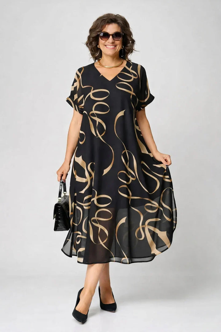 Women's cozy elegant midi dress in soft fabric, perfect for comfortable all-day wear.