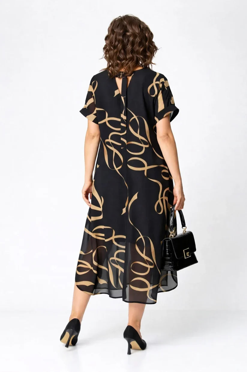 Cozy women's long sleeve midi dress, offering comfort and style for any casual setting.