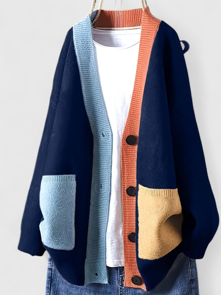 Stylish women's button-front cardigan in a relaxed fit, ideal for versatile everyday wear.