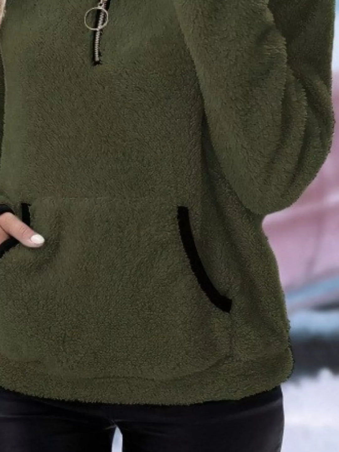 Women's half-zip pullover in a cozy, relaxed fit, great for casual winter wear.
