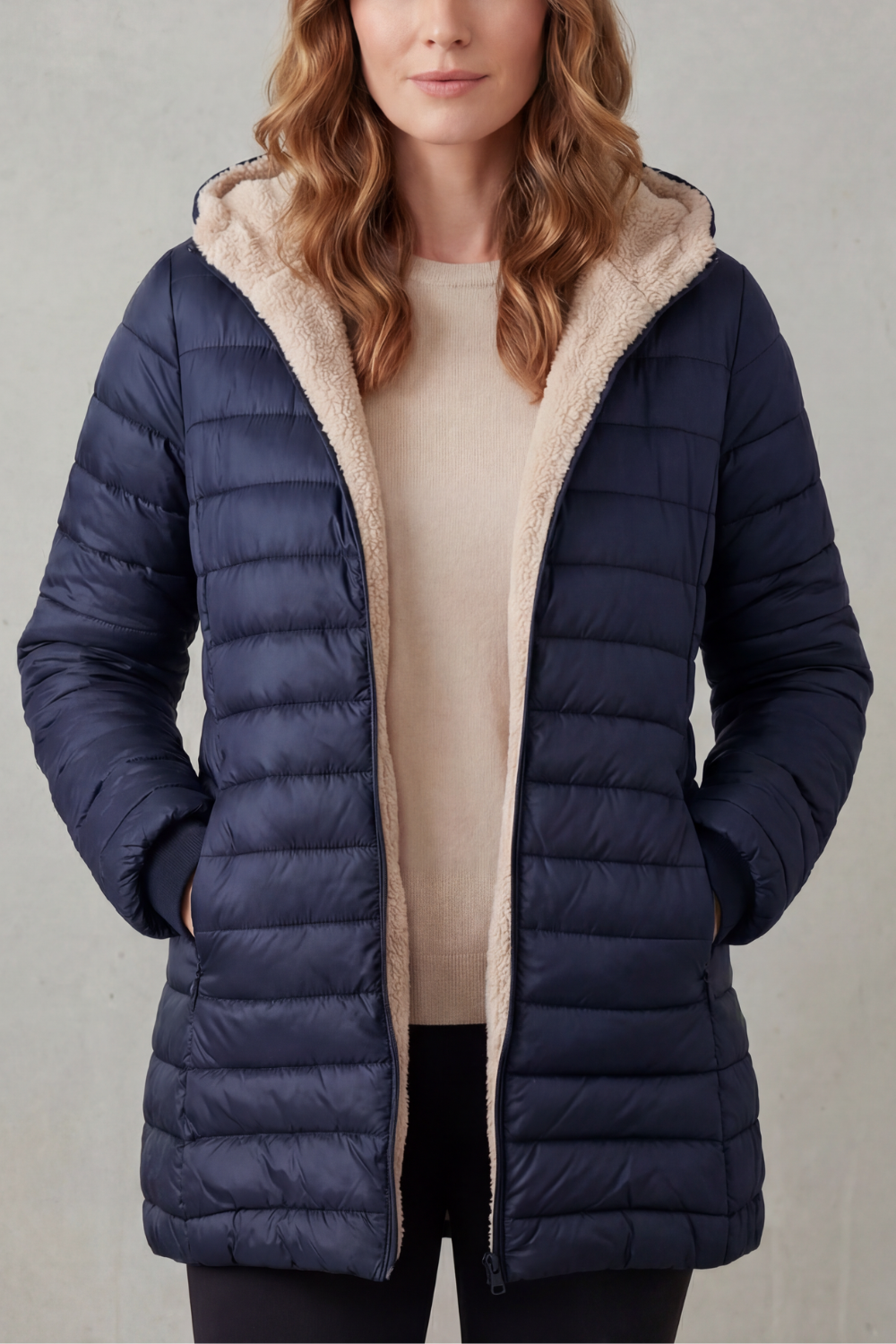 Stay warm & cozy in this women's hooded puffer jacket, essential winter outerwear for extreme cold weather.