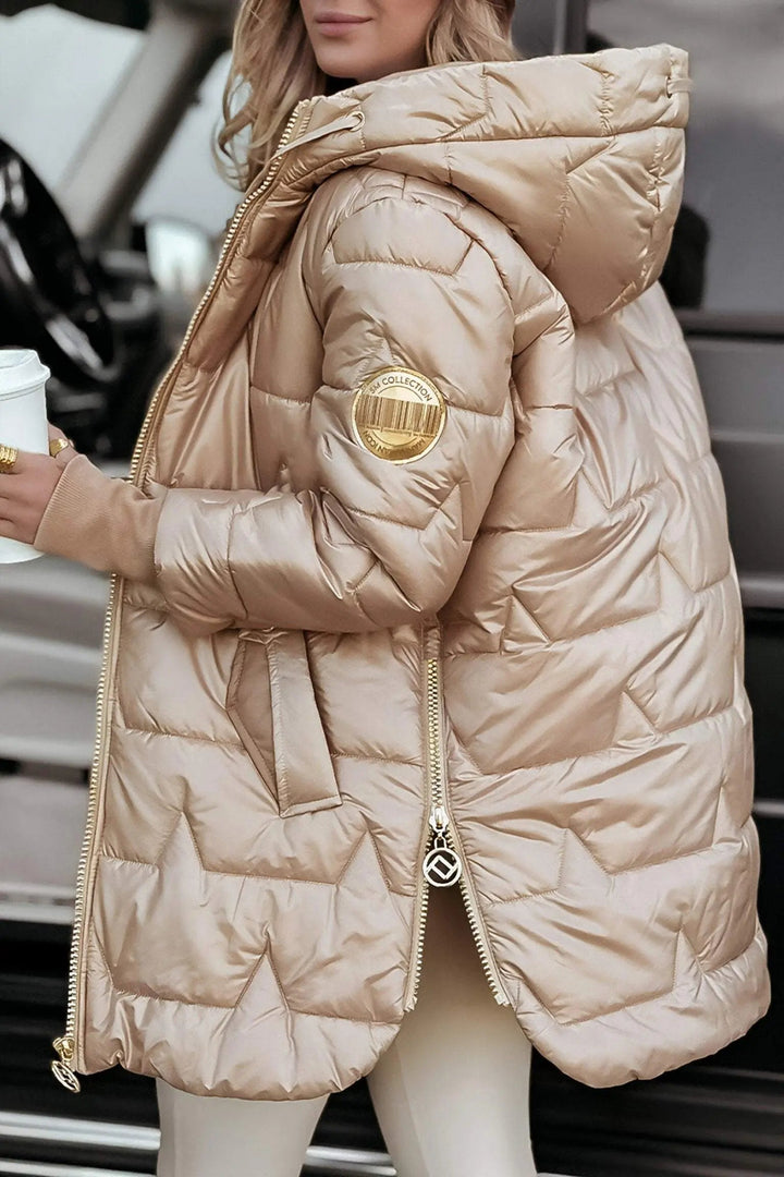 Everyday women's hooded puffer coat, providing warmth and comfort for chilly fall days and winter activities.