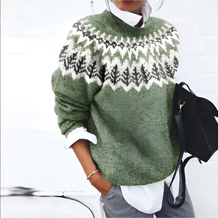 Elegant women's fall sweater, a cozy knit long-sleeve top perfect for everyday comfort and chic winter apparel.