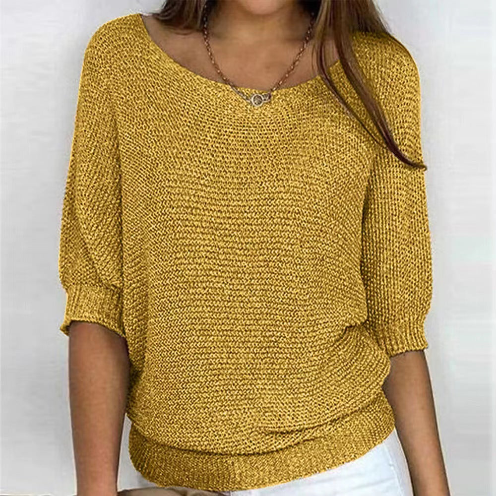 Women's long sleeve sweater, soft & cozy for casual wear. Flattering fit, perfect winter comfort.