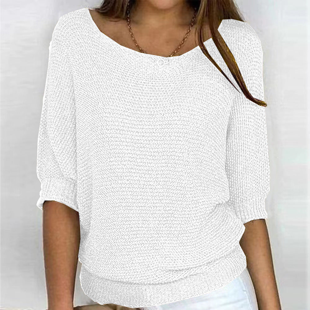 Warm women's long sleeve sweater, a cozy knit layering top with a flattering & comfortable fit.