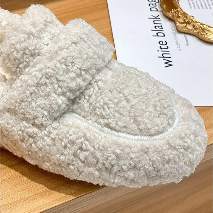 Warm Lana teddy loafers for women, great for cozy indoor lounging or stylish outdoor casual wear this winter.