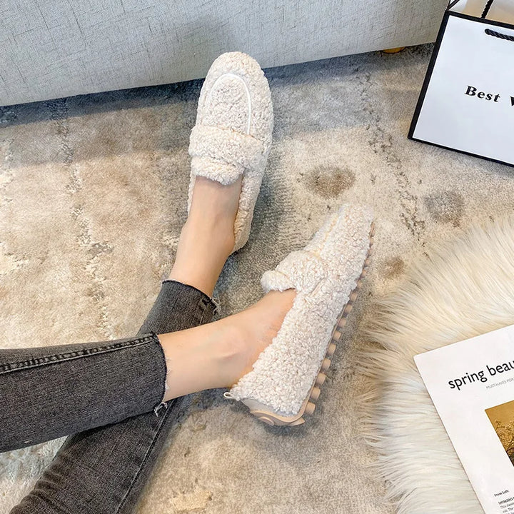 Cozy & stylish Lana teddy loafers for women, providing warm, comfortable slip-on footwear for winter.