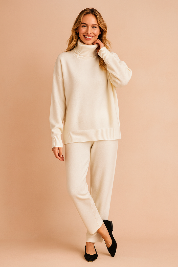 Comfortable women's loose fit turtleneck pullover. Cozy knit sweater, perfect for fall and winter layering.