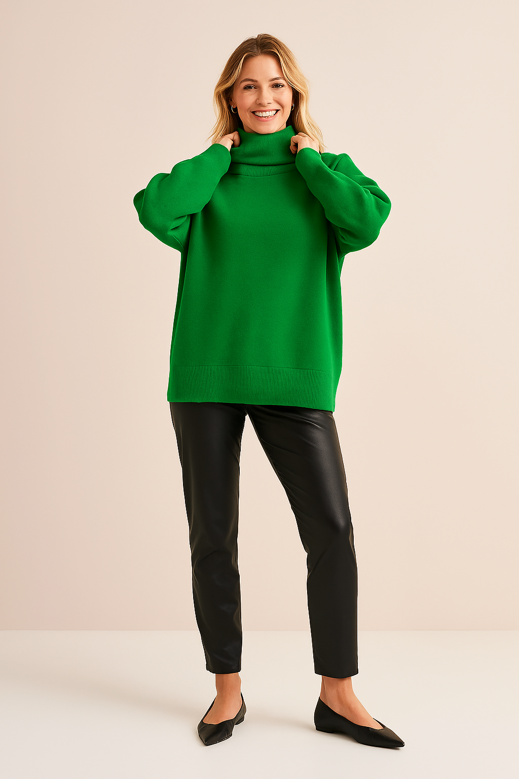 Everyday style women's cozy turtleneck sweater. Relaxed fit pullover, perfect for casual comfort.