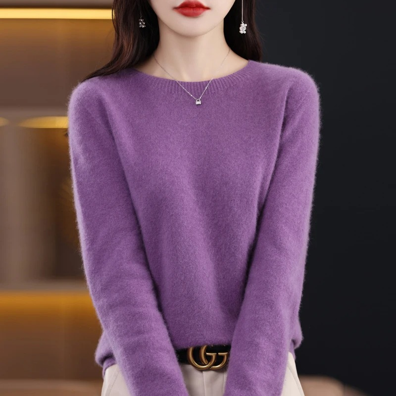 Women's cozy round neck pullover, warm and elegant for fall & winter fashion.