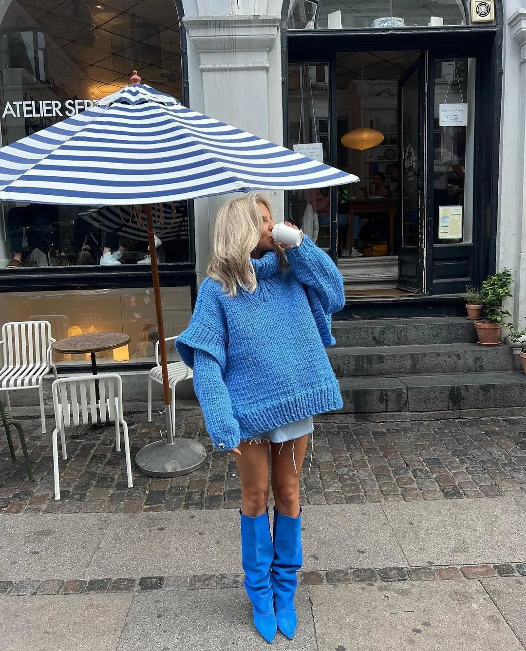 Soft knit women's oversized turtleneck long sleeve sweater dress, a cozy fall winter fashion essential.