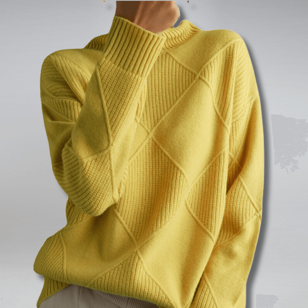 Women's cozy relaxed turtleneck sweater. Effortless style, perfect for fall & winter fashion.