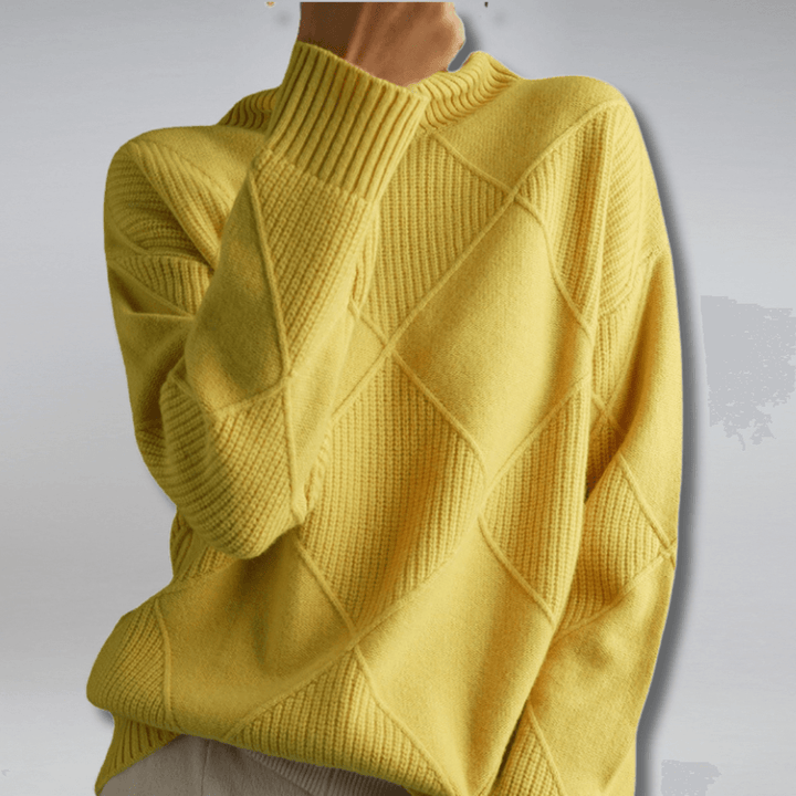 Women's cozy relaxed turtleneck sweater. Effortless style, perfect for fall & winter fashion.