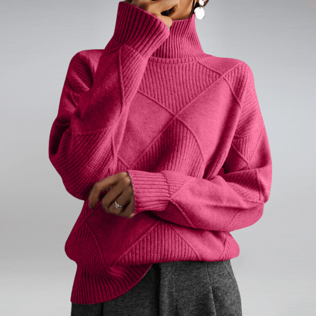 Casual chic women's relaxed turtleneck sweater. Cozy knit, comfortable and versatile for modern style.