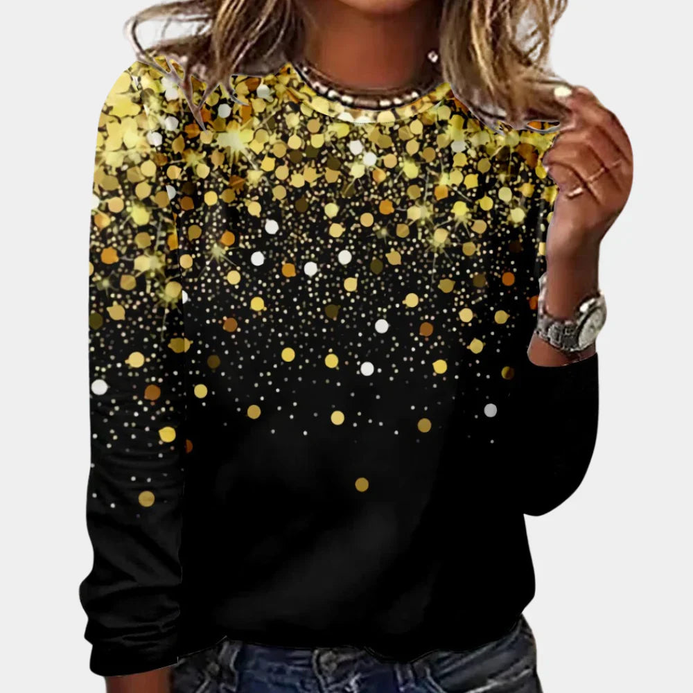 Cozy winter knit top for women featuring a classic snowflake pattern.