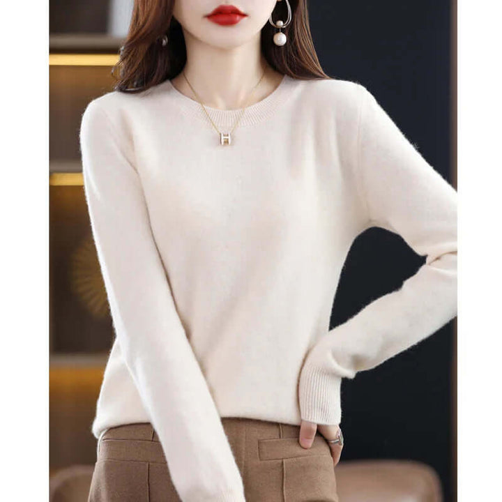 Women's soft cozy jumper, an essential long sleeve top for winter style and warmth.