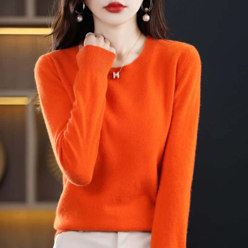 Versatile women's long sleeve jumper, an elegant top ideal for cozy winter fashion.