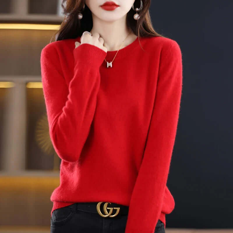 Long sleeve women's cozy jumper, providing soft wear for cold weather and stylish comfort.