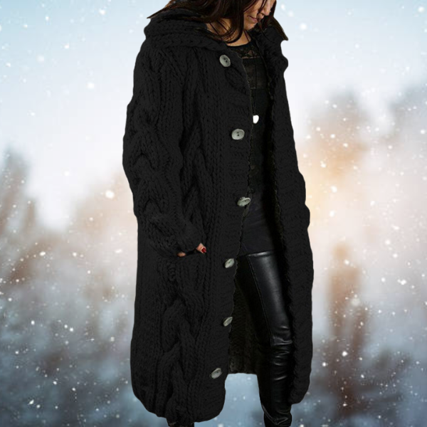 Cozy women's sweater cardigan, a timeless layering piece for everyday fashion.