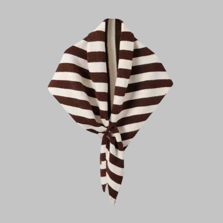 Elegant women's striped triangle shawl wrap. Fashionable accessory for versatile styling.