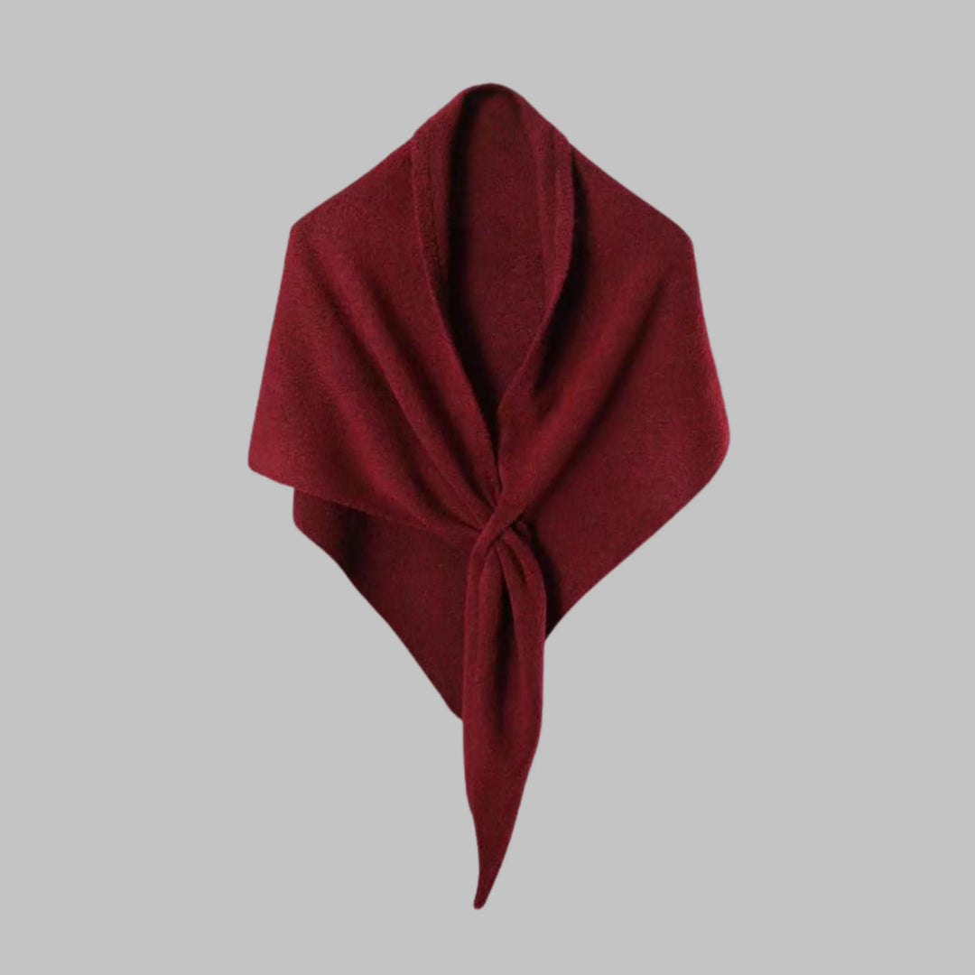 Women's triangle striped shawl. Elegant and cozy wrap, a versatile layering fashion accessory.