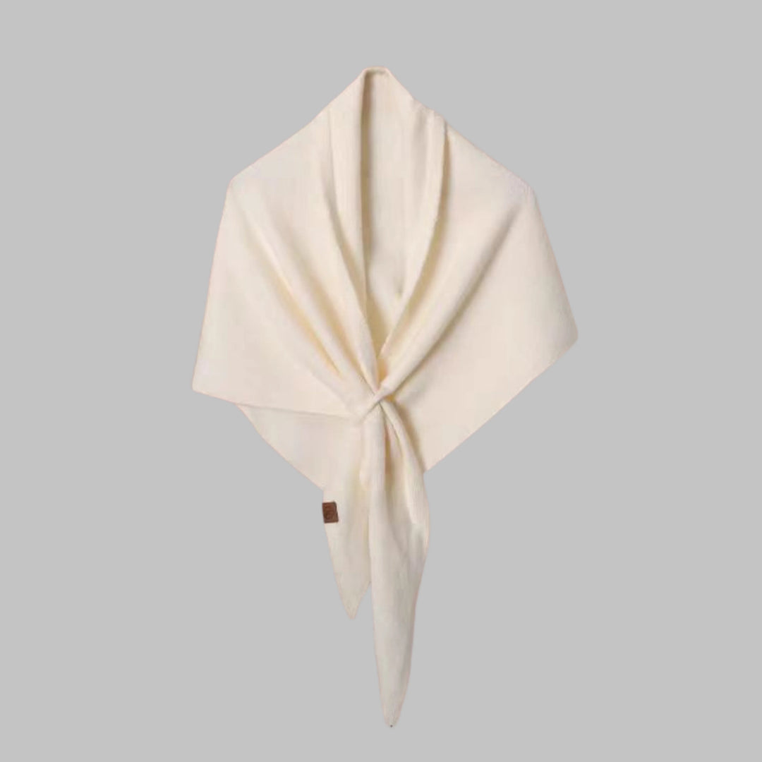 Women's elegant striped triangle shawl. Cozy layering wrap, a versatile fashion accessory.