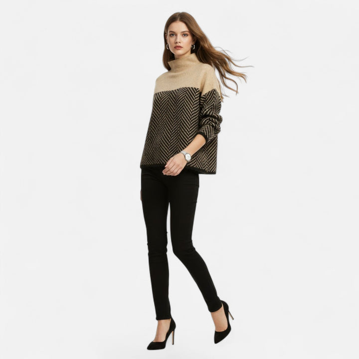 Soft long sleeve women's turtleneck pullover, an essential layering piece for fall fashion.