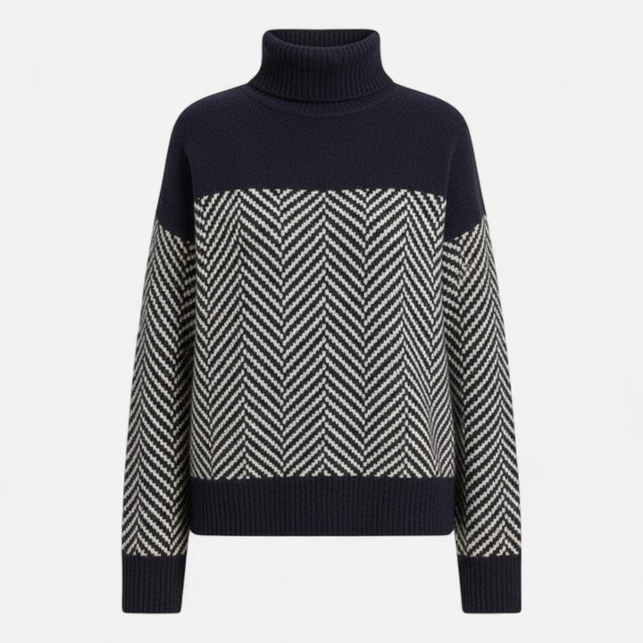 Warm women's pullover with a high turtleneck, ideal for casual wear and cold weather.