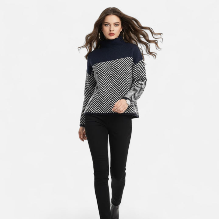 Stylish women's turtleneck sweater, a versatile top for fall and winter fashion outfits.