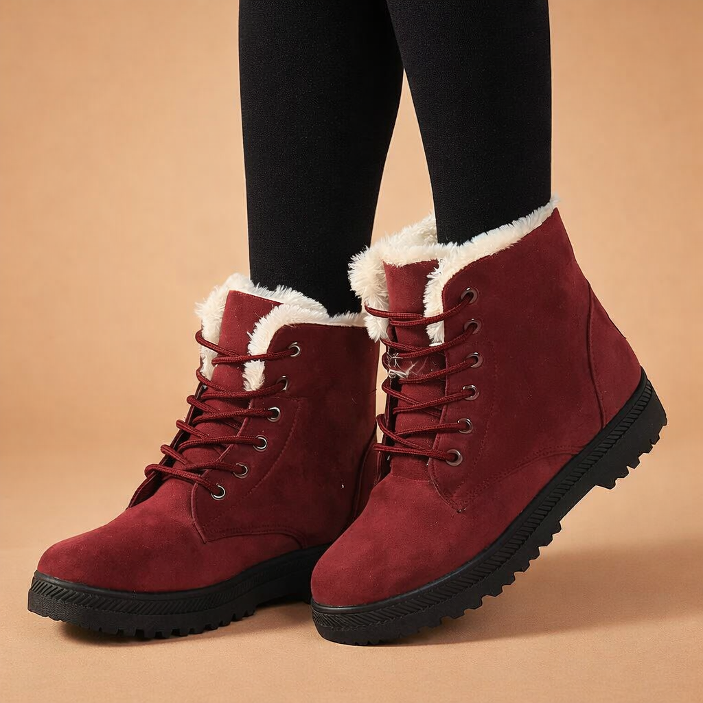 Warm women's winter ankle boots. Cozy insulated footwear for cold weather, essential for everyday comfort.