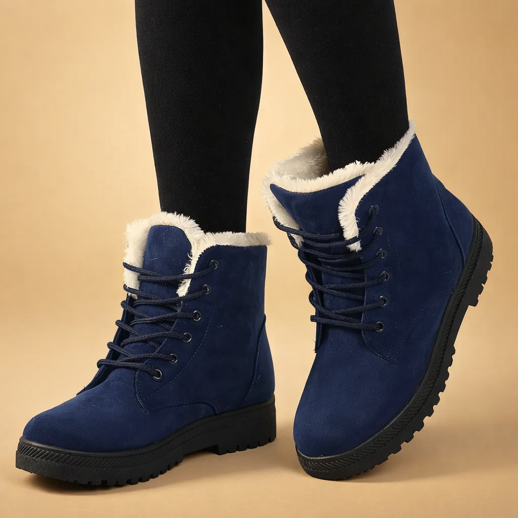 Cozy women's winter ankle boots. Warm and protective footwear for cold weather, a stylish everyday choice.