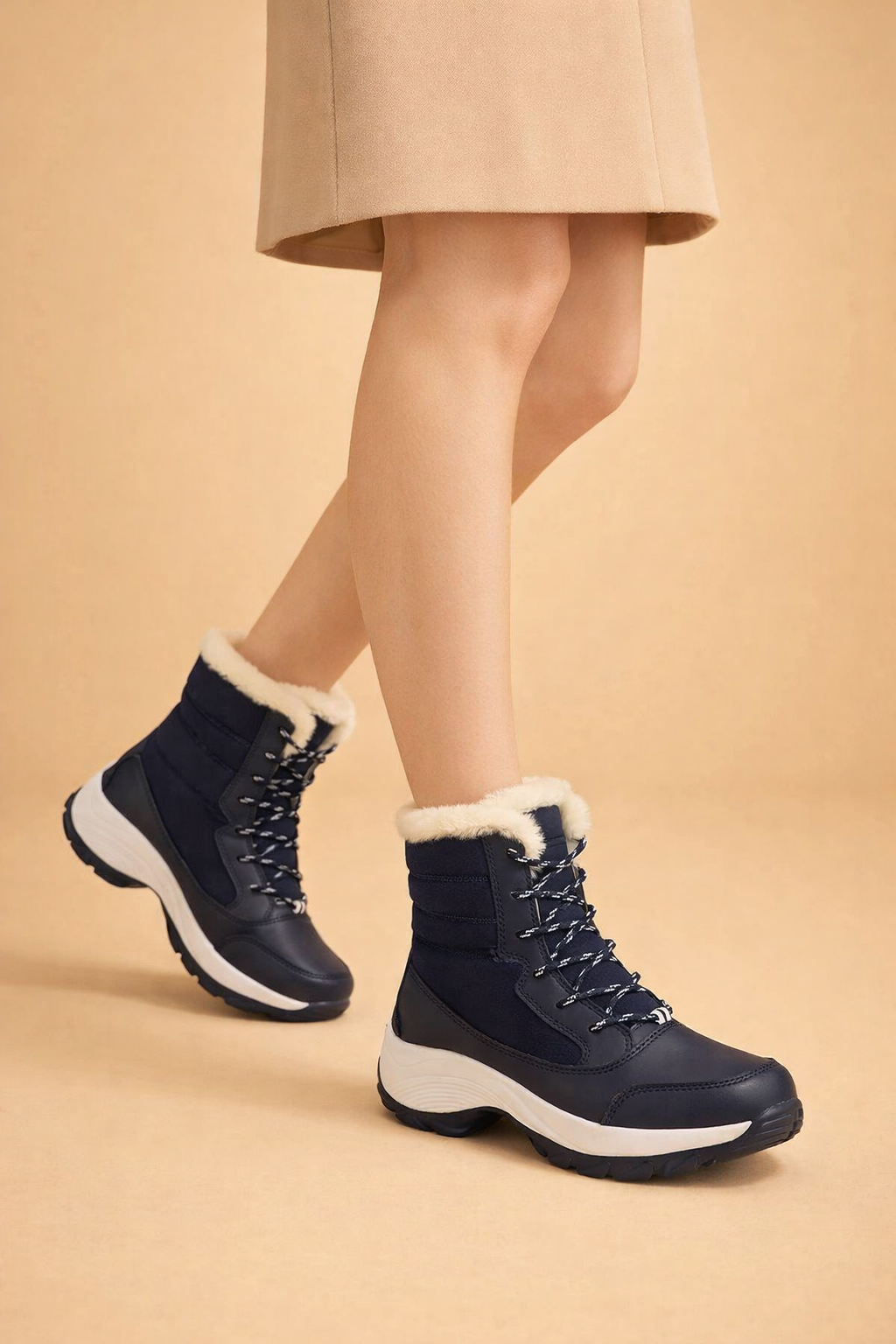 Fashionable women's platform winter boots, blending warmth & style for cold weather adventures.