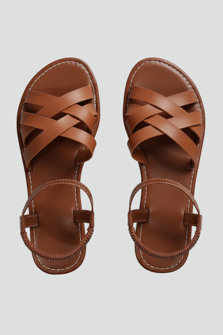 Women's crisscross strap ankle sandals for elegant summer style & comfortable warm-weather wear.