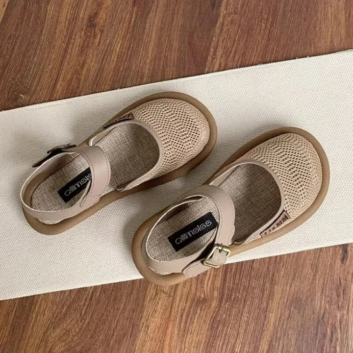 Everyday women's closed-toe wide-fit sandals with a supportive cushioned sole and adjustable buckle footwear.