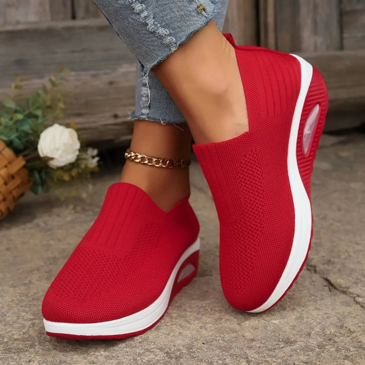 Versatile women's slip-on casual shoes, cushioned for enduring comfort during walks.