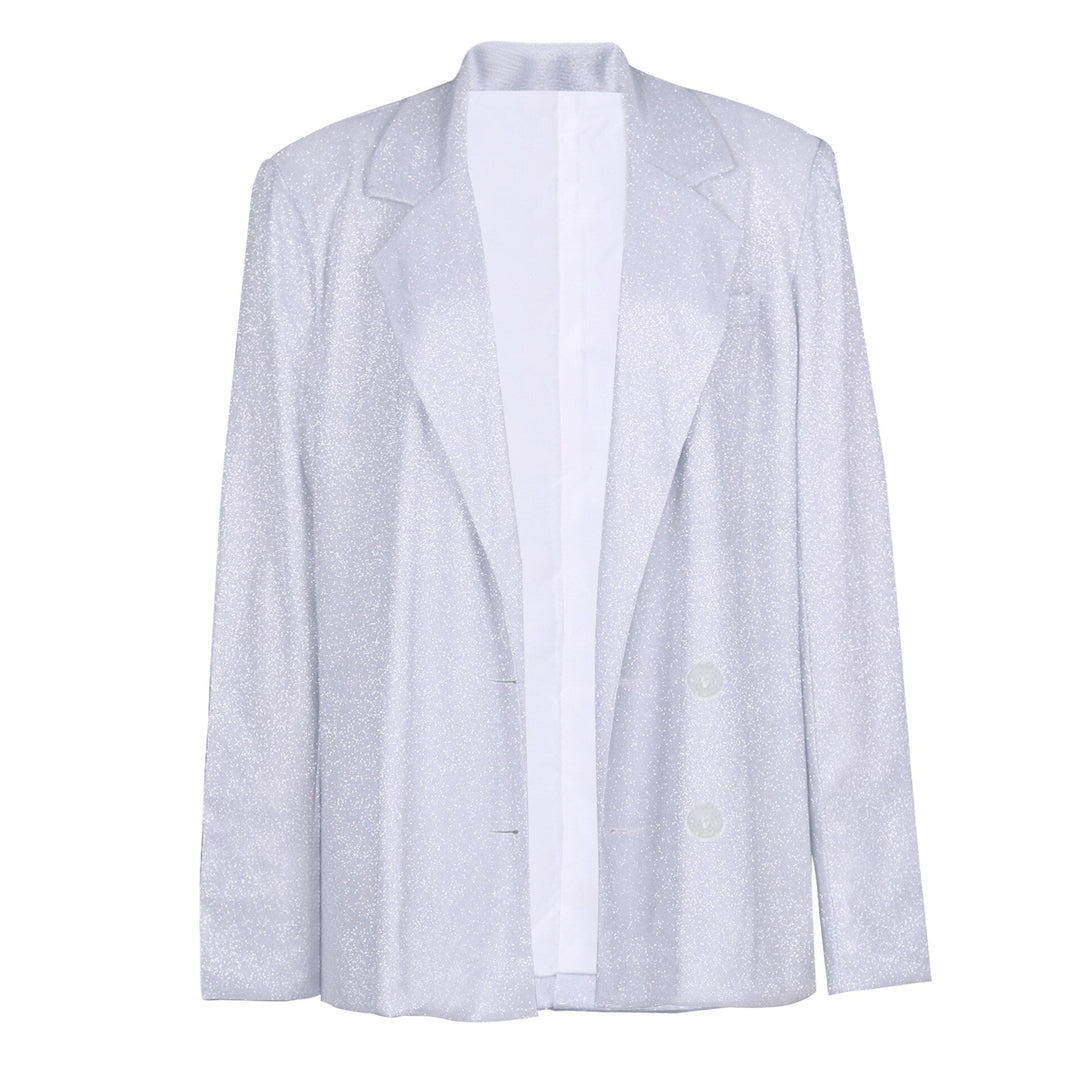 Glamorous women's sparkly glitter blazer and trouser matching set, ideal for evening wear & special occasions.