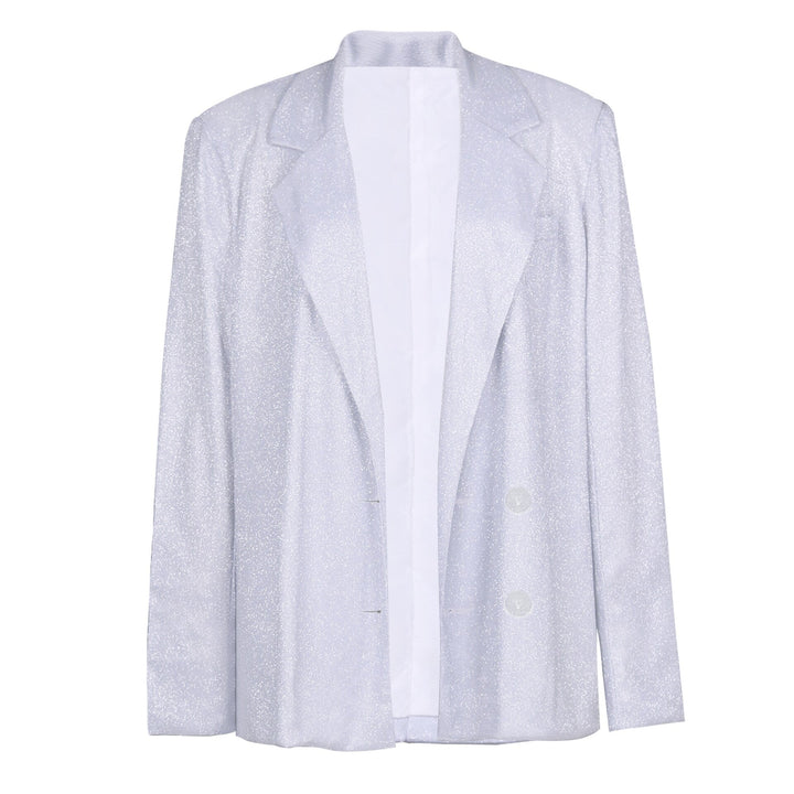 Glamorous women's sparkly glitter blazer and trouser matching set, ideal for evening wear & special occasions.