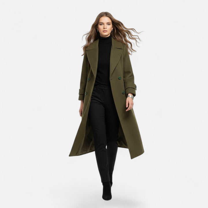 Stylish women's slim fit coat, perfect for elegant fall and winter wear.