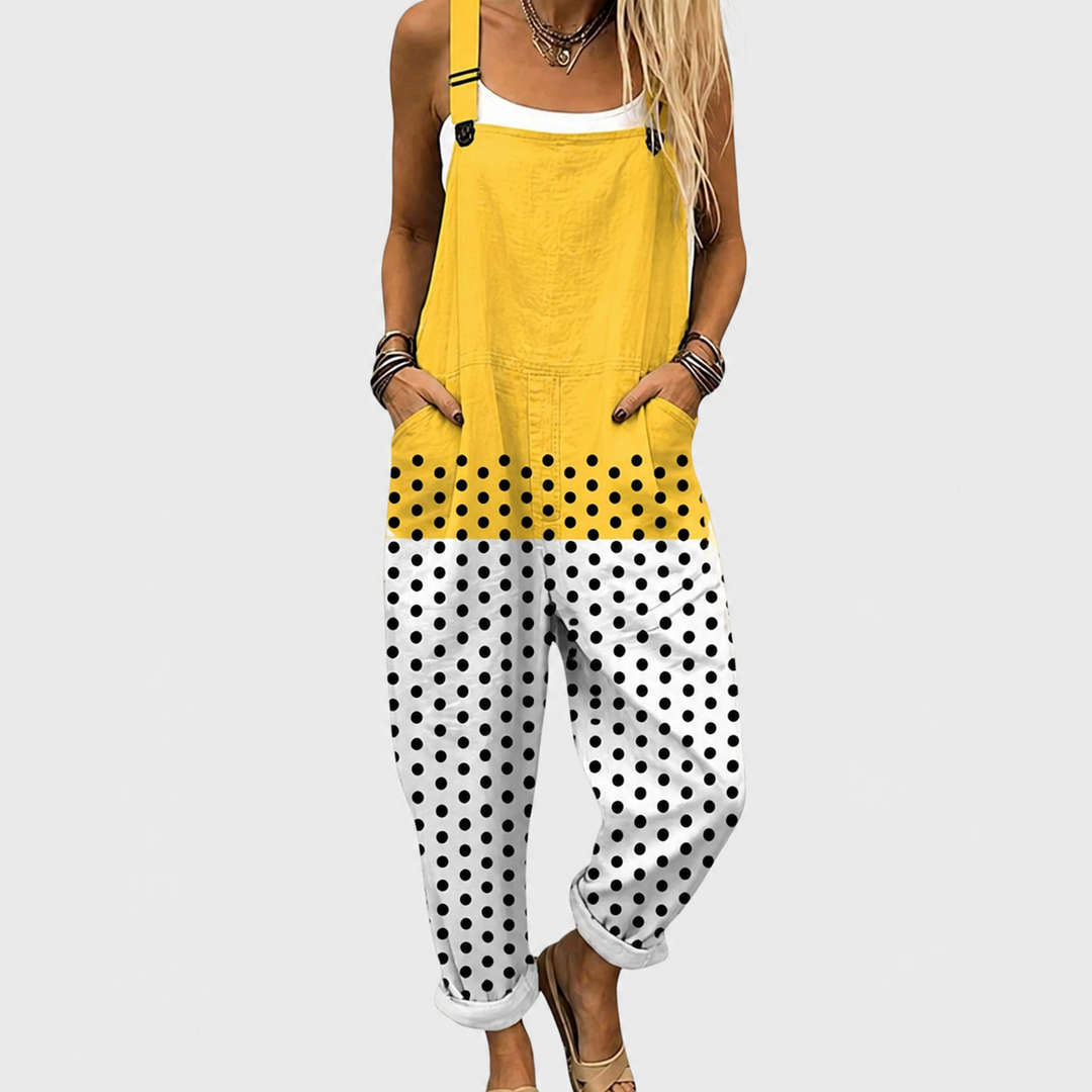 Women's effortless chic floral printed wide-leg jumpsuit, perfect for summer casual wear & boho style.