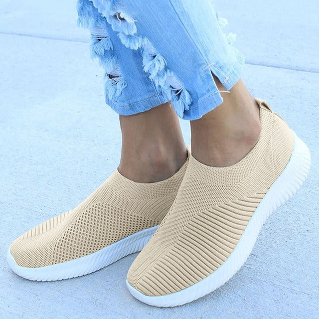 Lightweight women's slip-on sneakers, comfortable daily wear for spring, summer, & fall fashion.